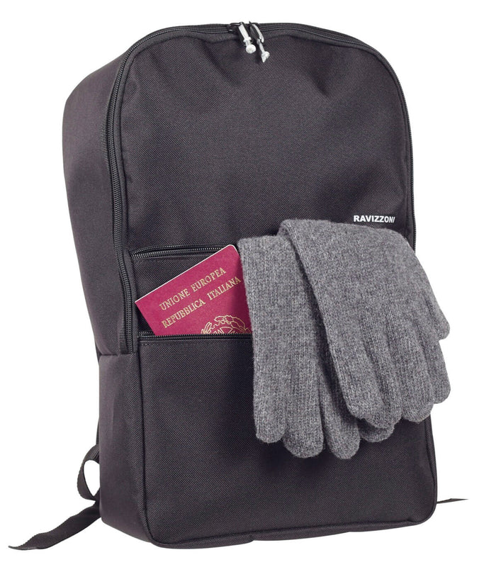 Zaino Viaggio Bagaglio a Mano Morbido 40x16x25 cm in Poliestere Ravizzoni Nero