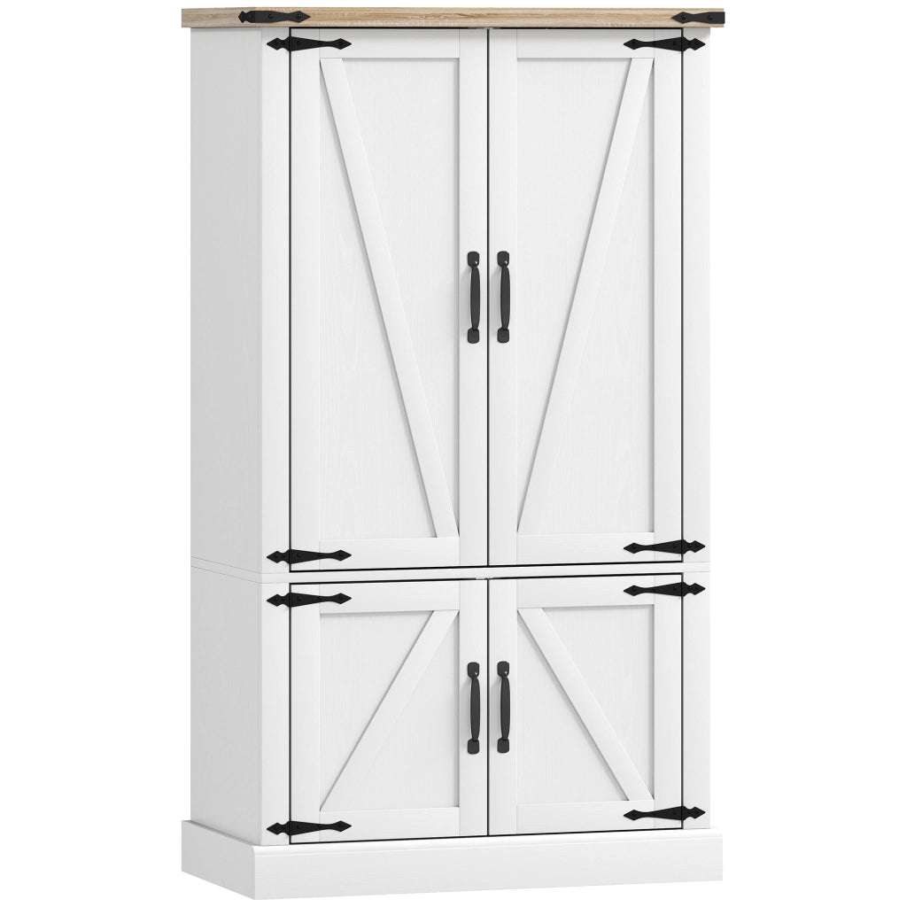 Armadio da cucina con 4 ante, 6 portaspezie e ripiani regolabili ¨C Minimal ¨C 76.3x40x136 cm bianco