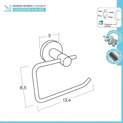 Set accessori a muro 6 pezzi in acciaio inox satinato e viti incluse  Galassia