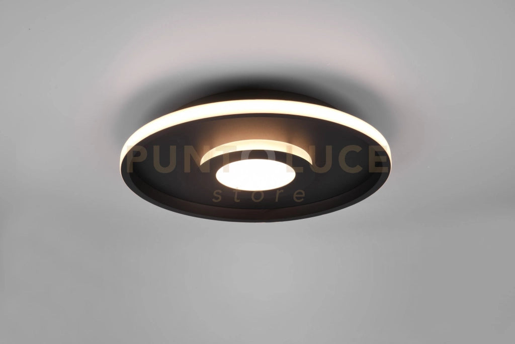 ASCARI H2O PLAFONIERA LED 35W 4100lm, 3000K NERO CON DIMMERAZIONE CON INTERRUTTORE IP44 D.40CM