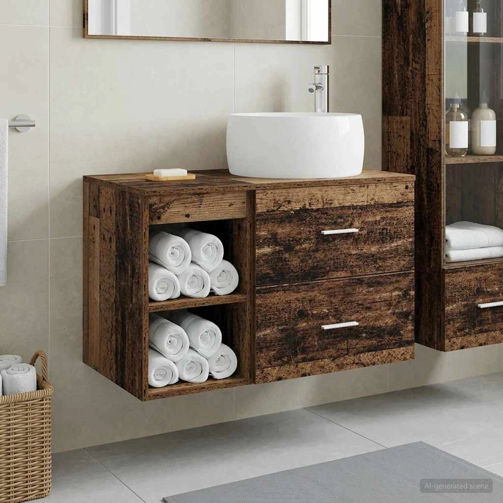 Set di mobili per il bagno 2 pz Legno antico 3403926