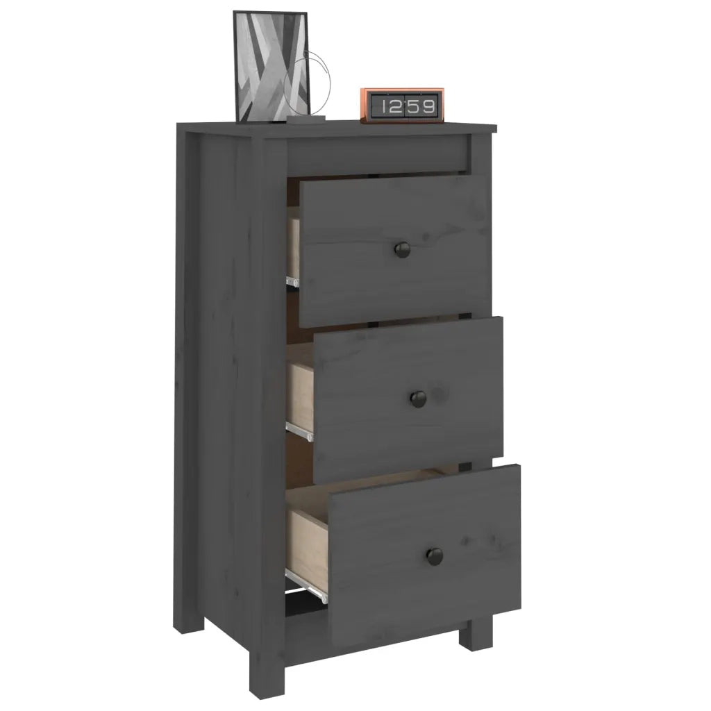 Credenze 2 pz | Madia | Buffet da pranzo | Armadio da pranzo Grigie 40x35x80 cm in Legno Massello di Pino