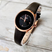 Trade Shop - Orologio Da Polso Zcc Elegante Moda Casual Analogico Con Cinturino In Pelle Nero -
