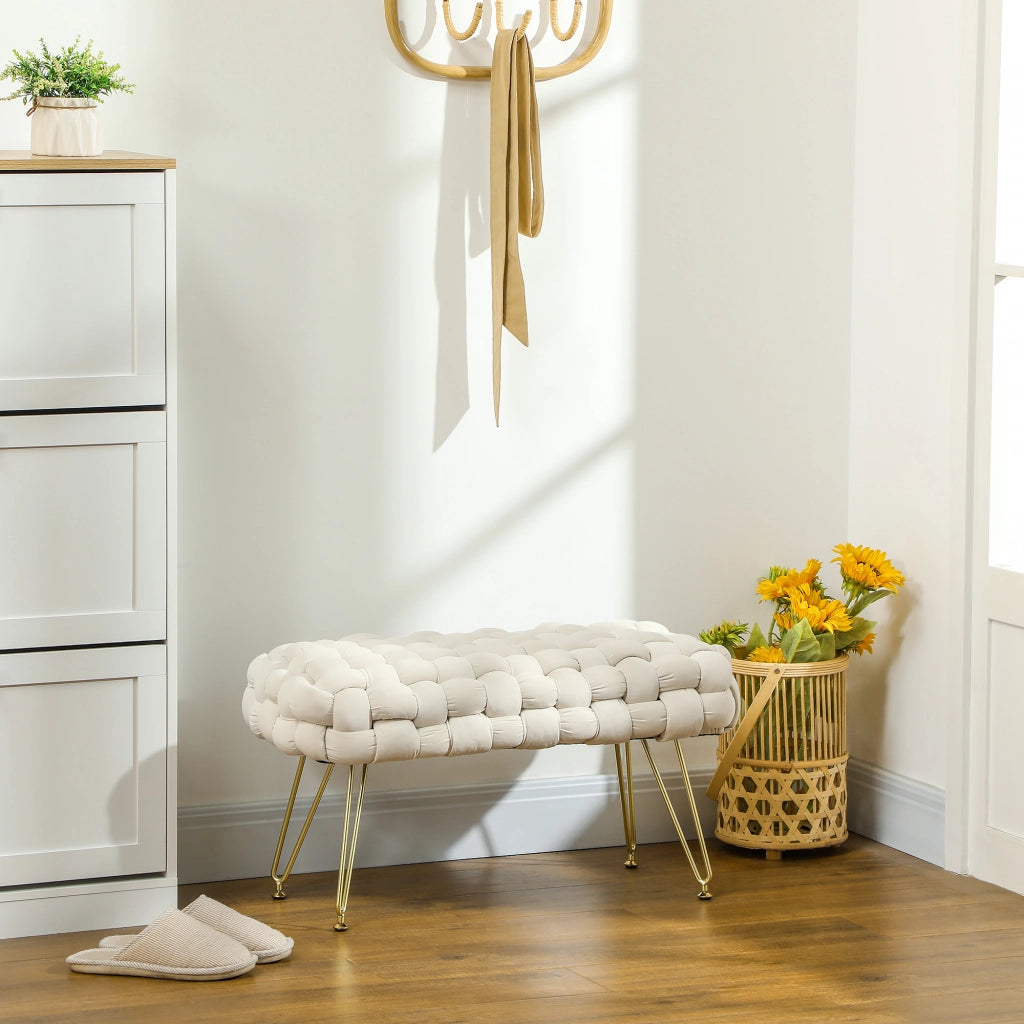 Pouf imbottito con gambe in metallo ¨C zephmum ¨C crema