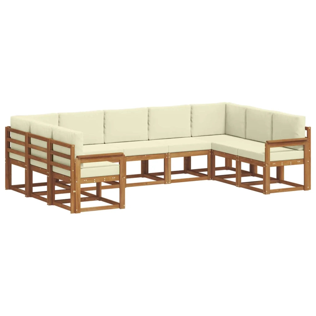 Set di divani da esterno con cuscino 9 pcs Naturale e Crema