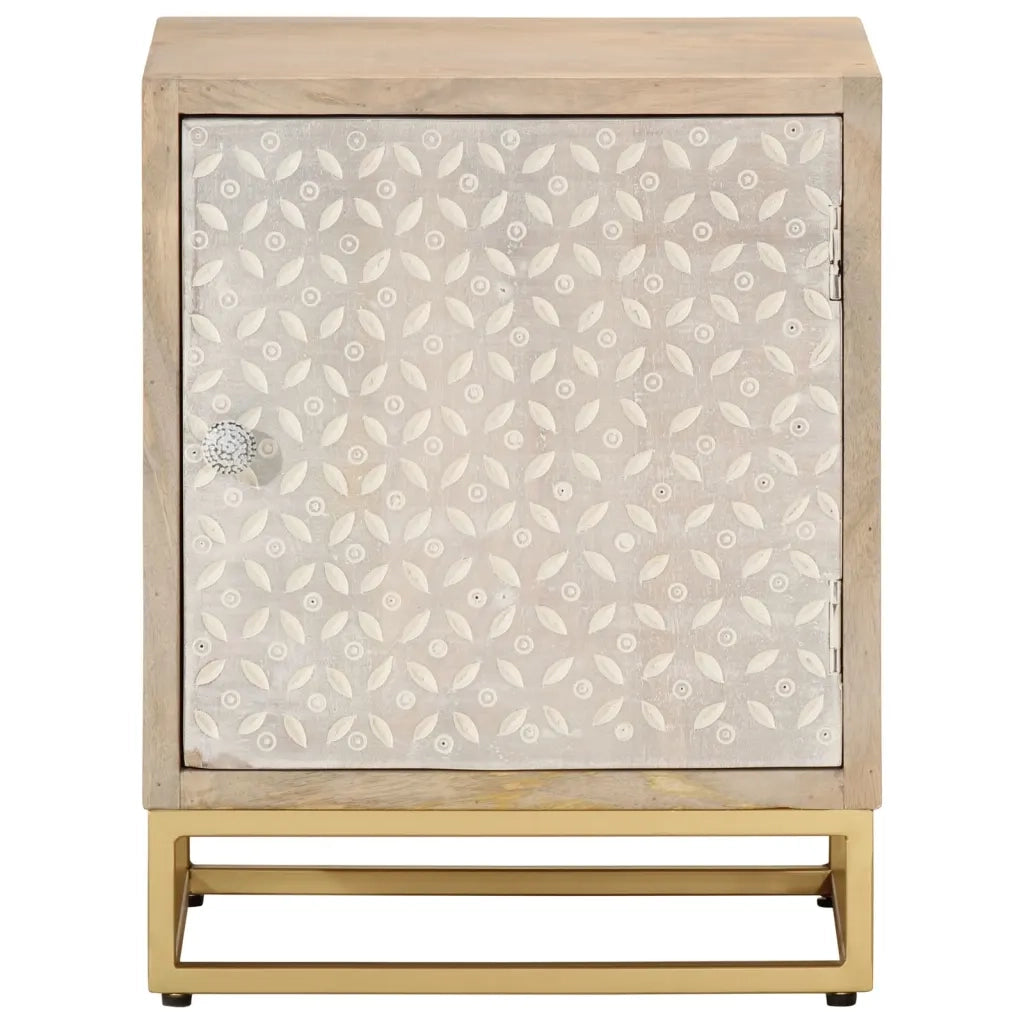 Comodino 40x30x50 cm in Legno Massello di Mango e Ferro 372009