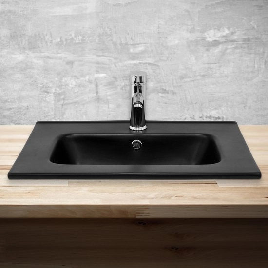 Wastafel 61x16,5x46 cm nero ceramica
