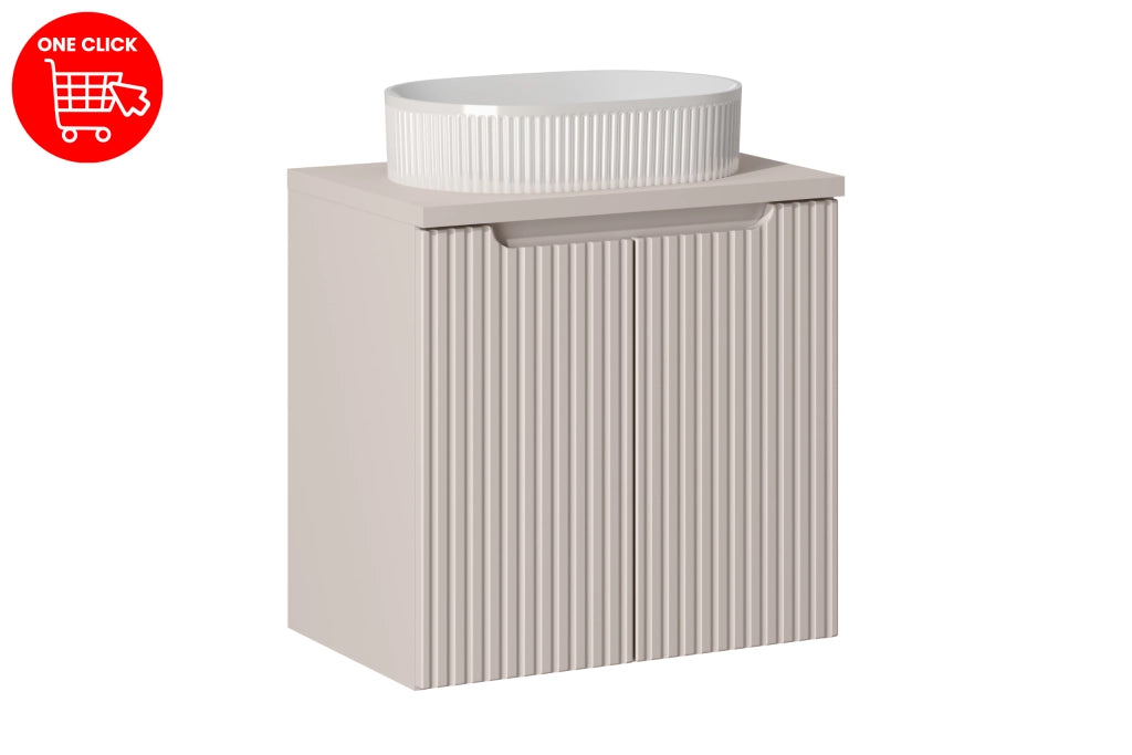 Set mobili bagno 60 cm con piano e lavabo da appoggio Beyond Nova Cashmere 60 x 1401 x 40 cm