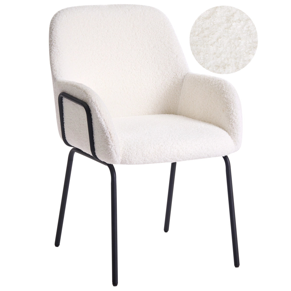 Poltrona tessuto bouclè bianco sporco imbottita Design stile retrò