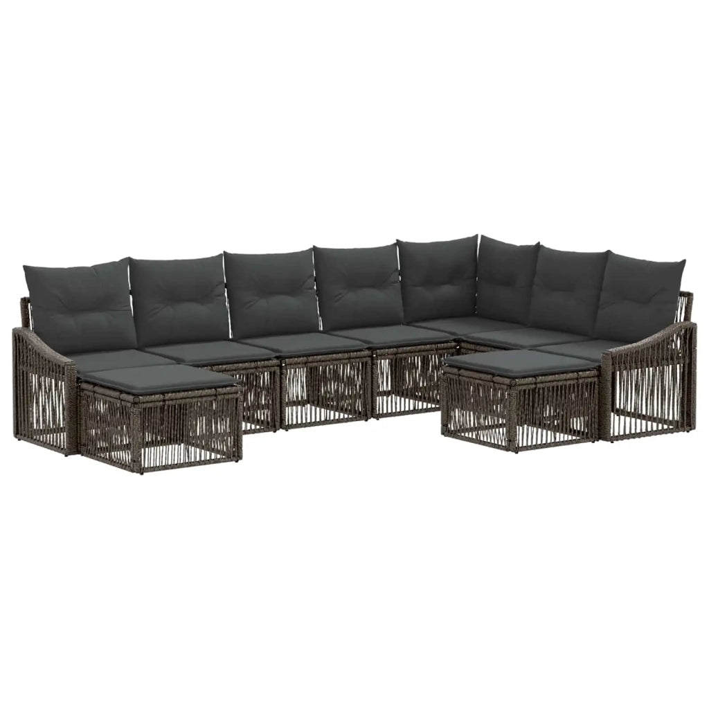 Set Divano da Giardino 9 pcs Grigio polyrattan 3436193