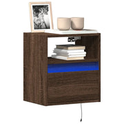 Mobile TV a Parete con Luci LED Rovere Marrone 41x31x45 cm