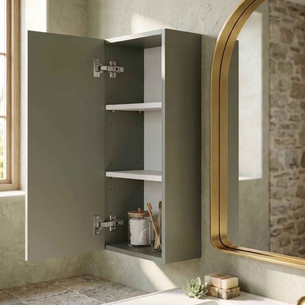 Armadietto da Bagno con Specchio e LED ¨C zephmum ¨C Dorato 50x14.5x70cm
