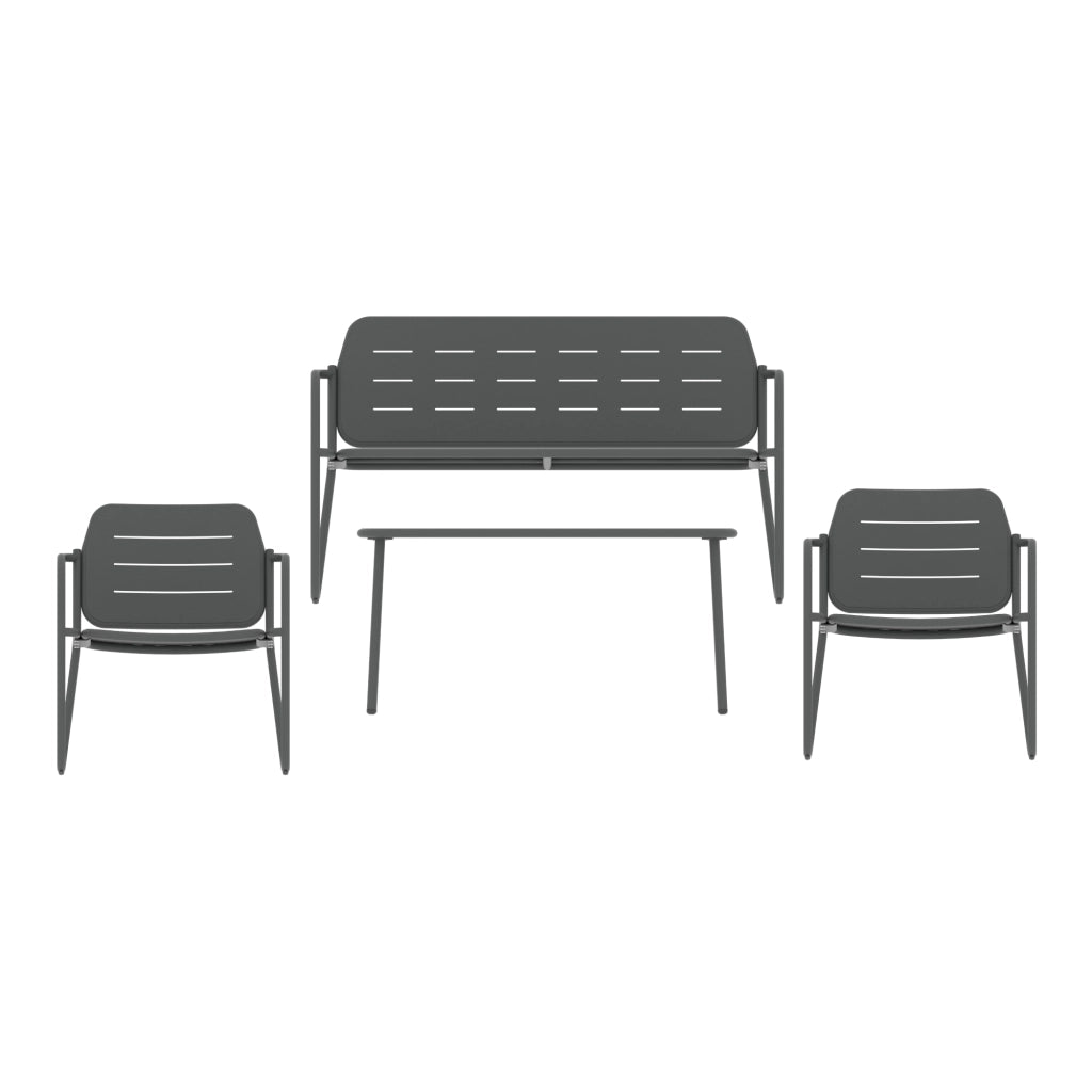 Set Andria di 4 Mobili da Giardino in Acciaio Tavolino Panca e 2 Sedie - Antracite casa.pro