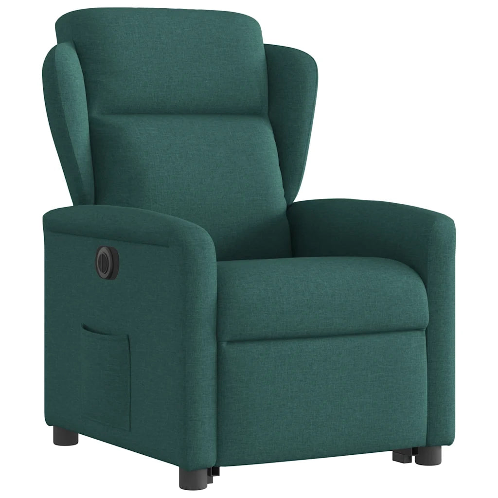 Poltrona Alzapersona Reclinabile Elettrica Verde Scuro Tessuto 3303160
