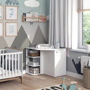 Fasciatoio Kristian, Bianco, 85 x 77.3 cm con porta e vani aperti, convertibile in una cassettiera tradizionale per un utilizzo versatile