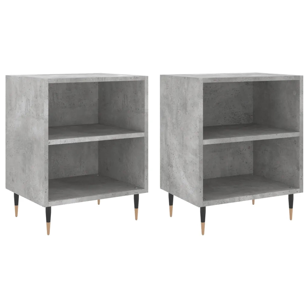 Comodini 2 pz-Set di 2 Tavolino da notte Grigio Cemento 40x30x50 cm in Legno Multistrato 209154