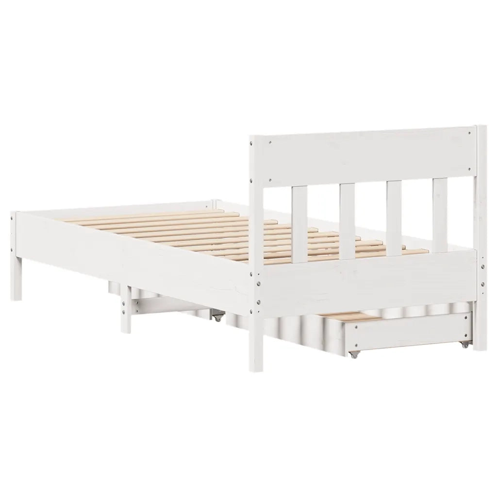 Letto singolo | Letto per adulti | Letto senza Materasso Bianco 90x190 cm in Legno Massello Pino