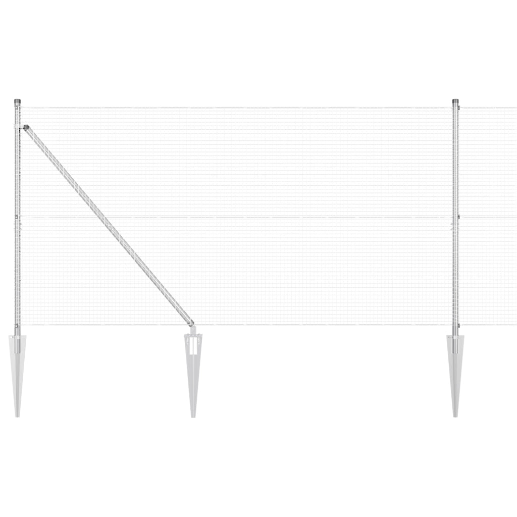 Recinzione in Rete Saldato con 7 Picchetti 1.2x10 m Acciaio Galvanizzato