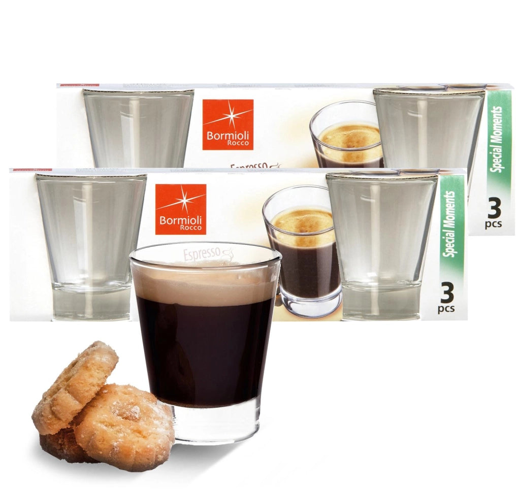 6 CAFFEINO BORMIOLI BICCHIERI TAZZINE PER CAFFÈ ESPRESSO IN VETRO TRASPARENTE