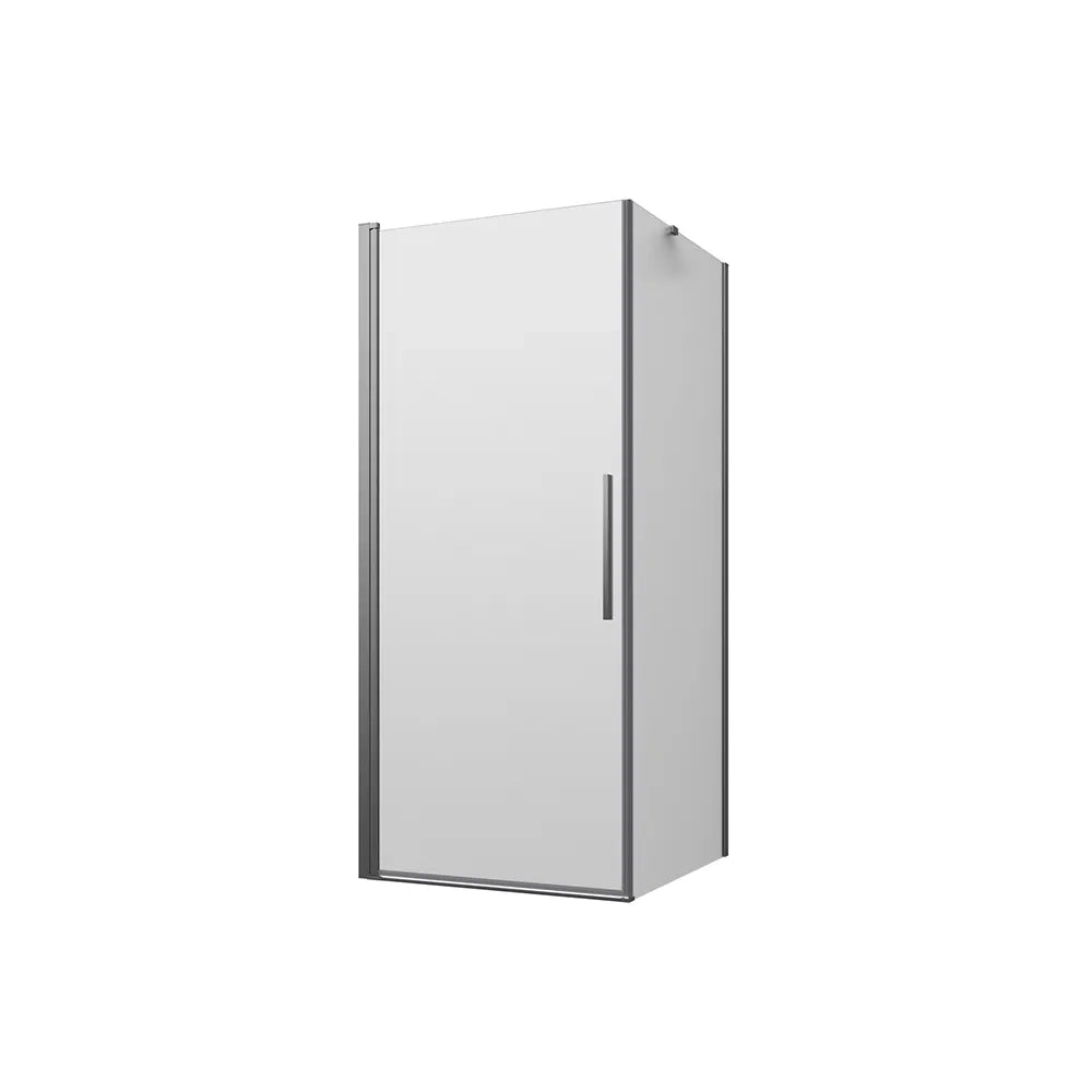 Box doccia 70x80cm con apertura a battente e parete fissa, profili cromati e vetro da 6mm opaco h195 | Elba