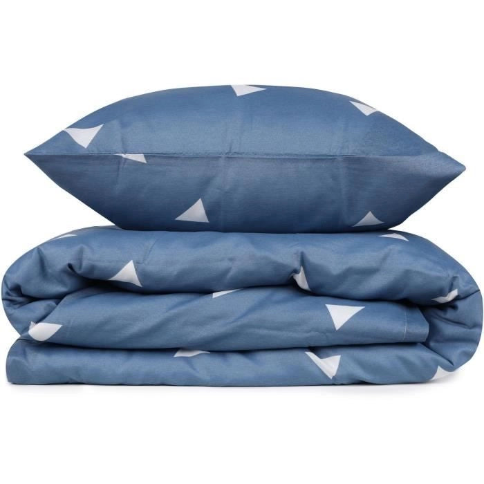 Completo letto - 1 copripiumino 220 x 240 cm + 2 federe 60 x 60 cm - 65% cotone, 35% poliestere - Blu
