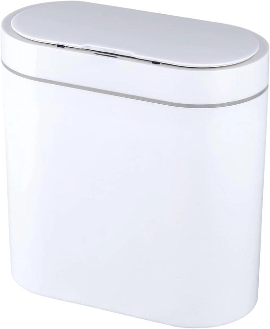 Bacchetta per bagno compatta con coperchio - impermeabile e con sensore di movimento - 9,5 litri - bianca