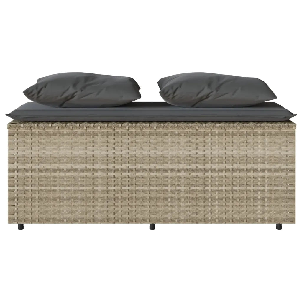 Set Pranzo da Giardino 3pz con Cuscini Grigio Chiaro Polyrattan