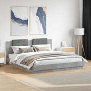 Giroletto con Testiera e LED Grigio Cemento 160x200 cm 3209999