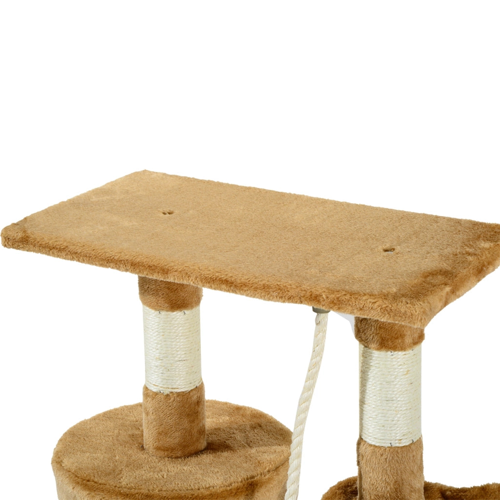 Albero tiragraffi per gatti con piattaforma e casetta ¨C zephmum ¨C Marrone 55x30x95 cm