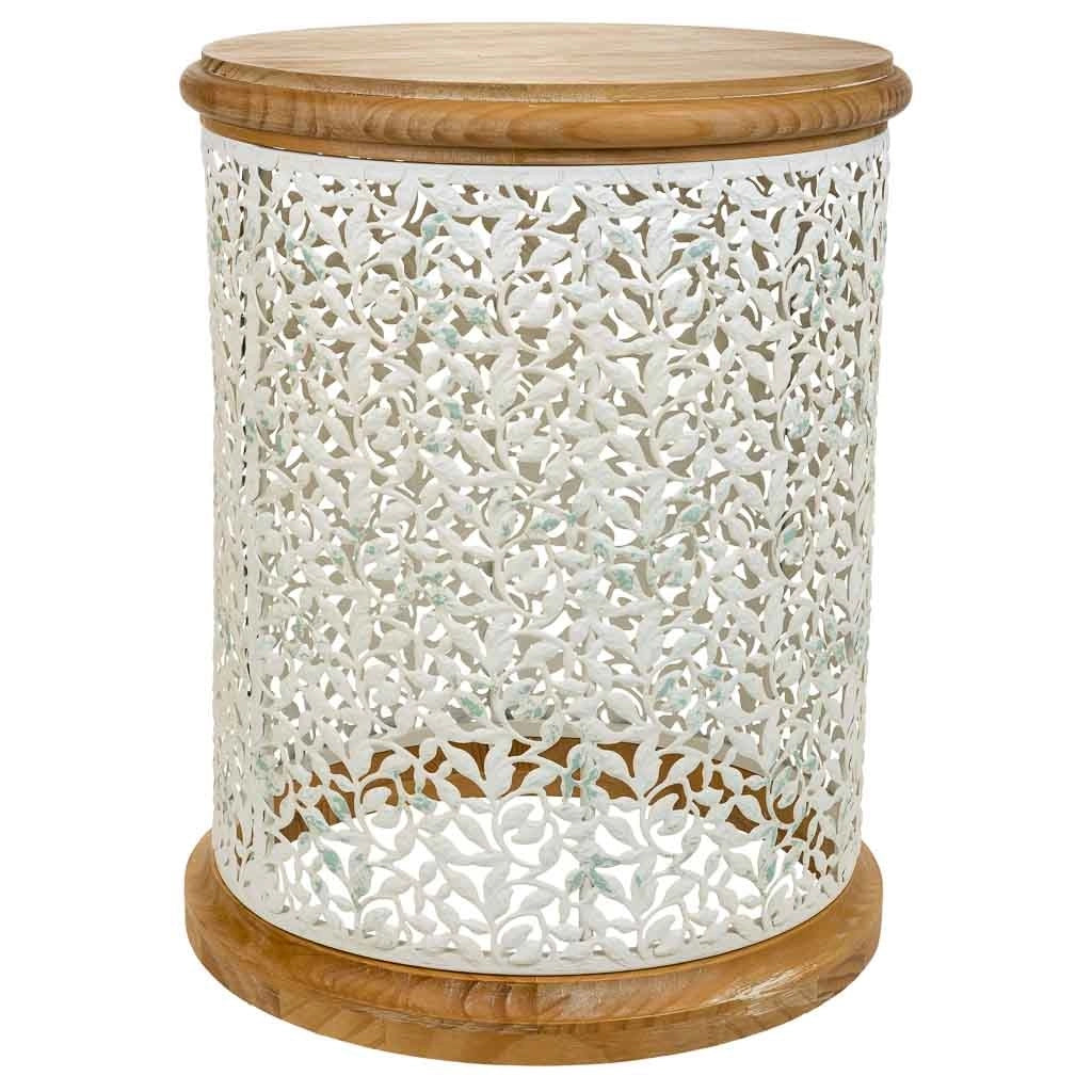 Tavolino in legno bianco e metallo 43,5x43,5x55h