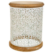Tavolino in legno bianco e metallo 43,5x43,5x55h
