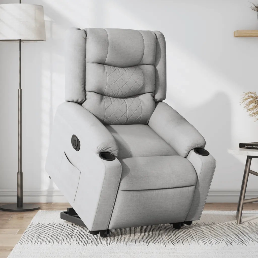 Poltrona Reclinante Alzapersona Elettrica Grigio Chiaro Tessuto 3206579