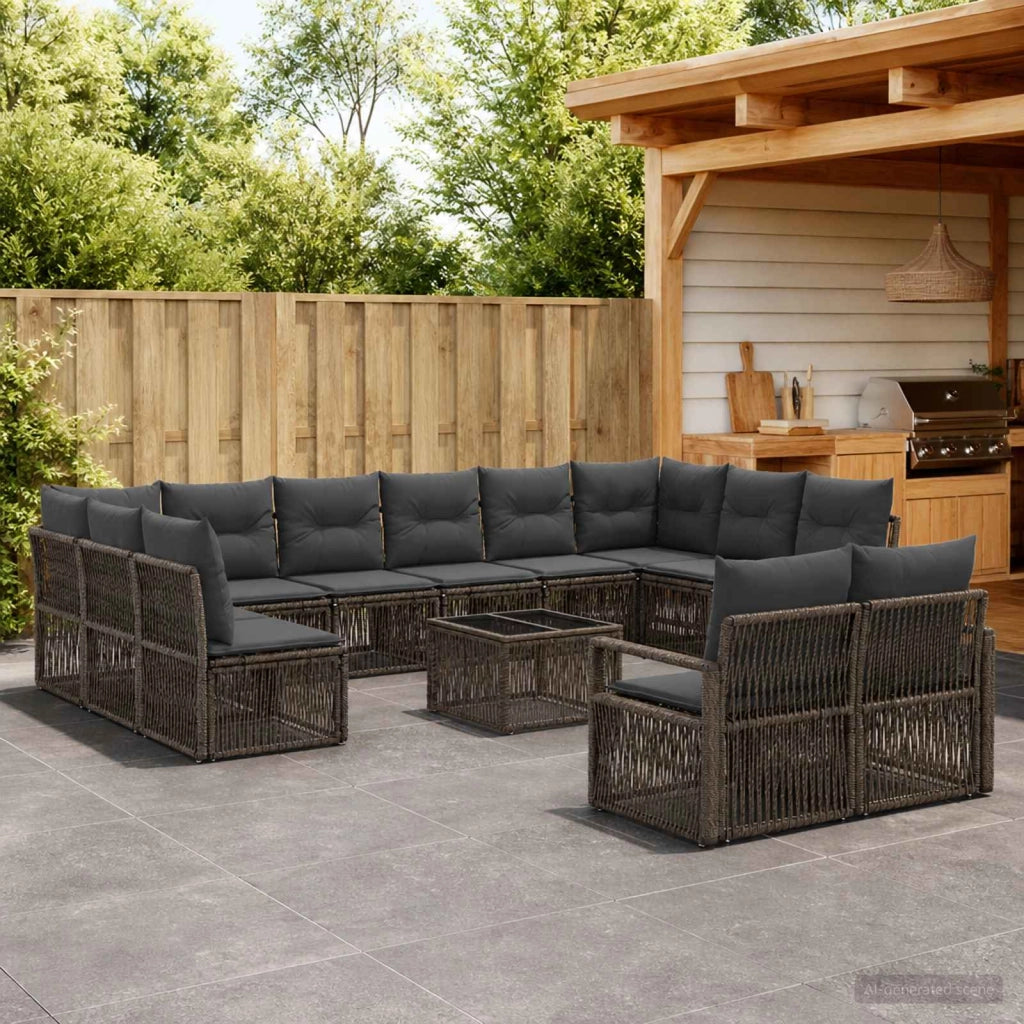 Set Divano da Giardino 13 pz Grigio polyrattan 3435860