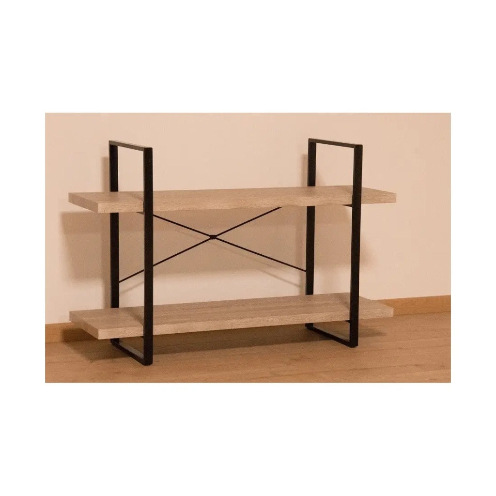 Scaffale industriale SHELVES – 2 ripiani – Legno e metallo – Design loft alla moda