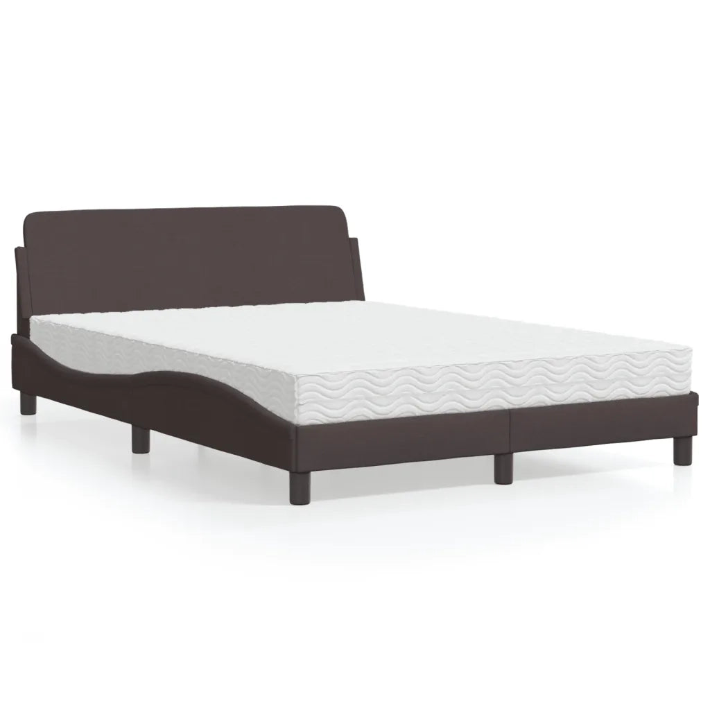 Letto con Materasso Dover Marrone Scuro 140x200cm Tessuto