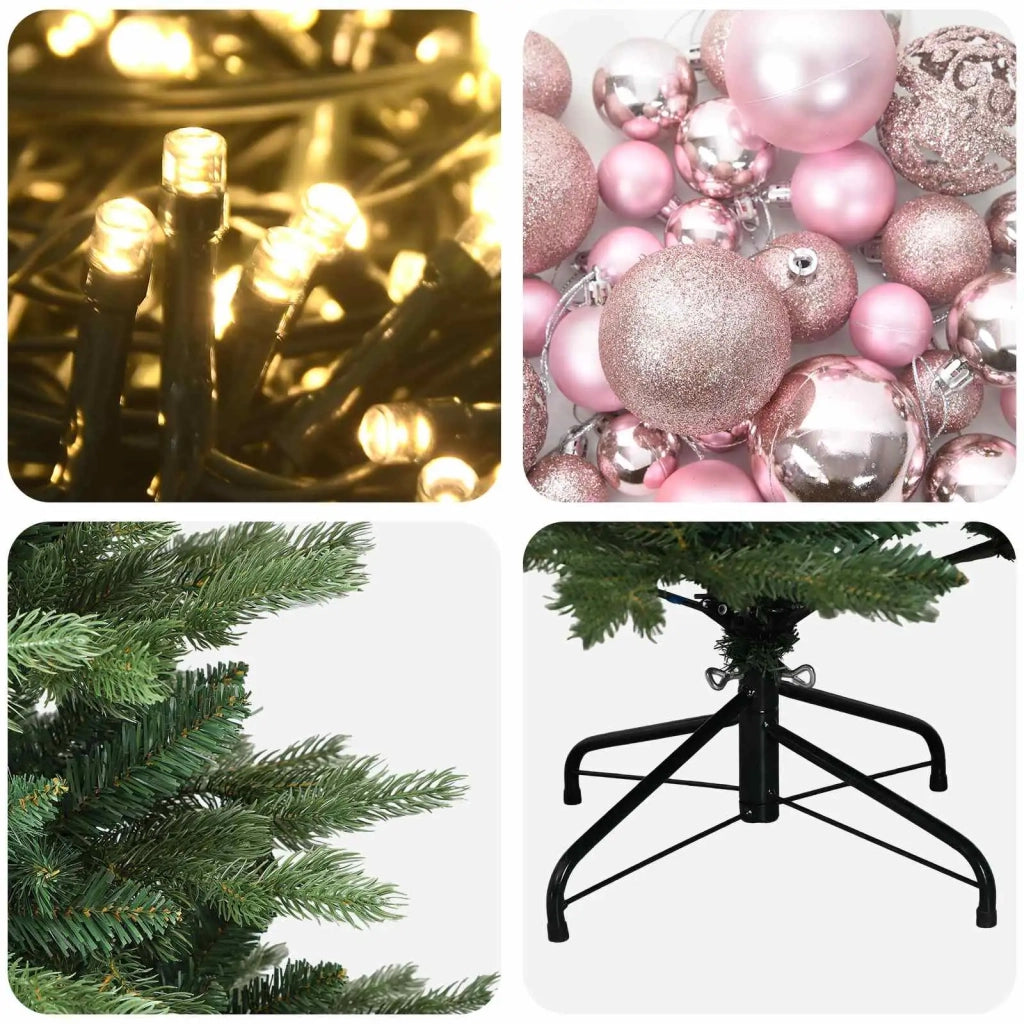 Albero di Natale artificiale con palline 150 cm 150 LED 3465768