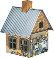 Rocchetta metallica per fumogeni inclusa base per fumogeni - per fumogeni da 40 mm - Dimensioni: 7,2 x 7,8 x 9,8 cm - Motivo: officina di riparazione di auto - Realizzato in Germania