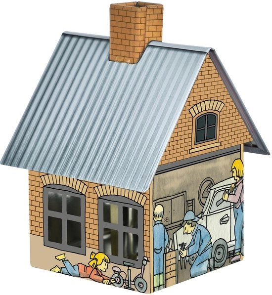 Rocchetta metallica per fumogeni inclusa base per fumogeni - per fumogeni da 40 mm - Dimensioni: 7,2 x 7,8 x 9,8 cm - Motivo: officina di riparazione di auto - Realizzato in Germania