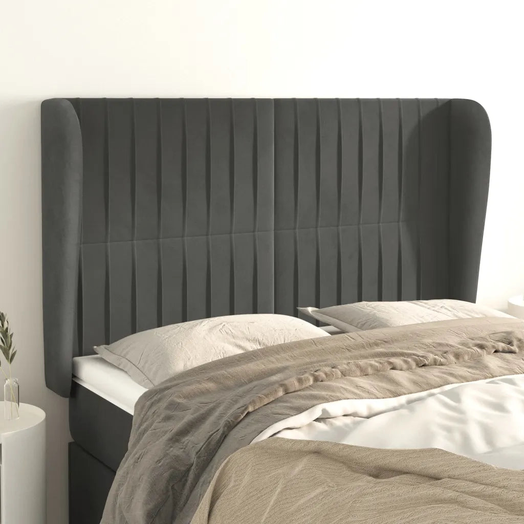 Testiera ad Orecchio-Testata con Orecchie GrigioScuro 147x23x118/128cm in Velluto 650383