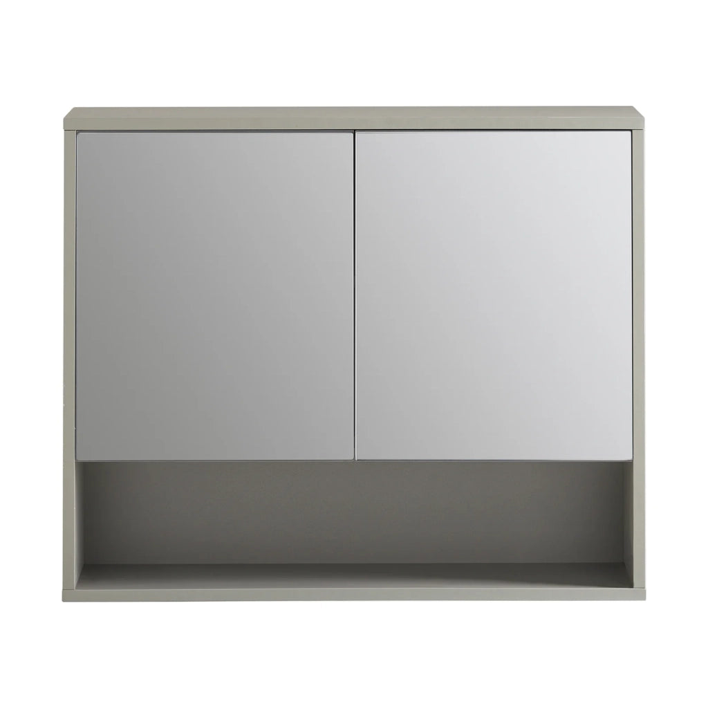Pensile Da Bagno Mobile Bagno Con Specchio E Due Ante Grigio 60x19.5x49.5cm BZR134-NG
