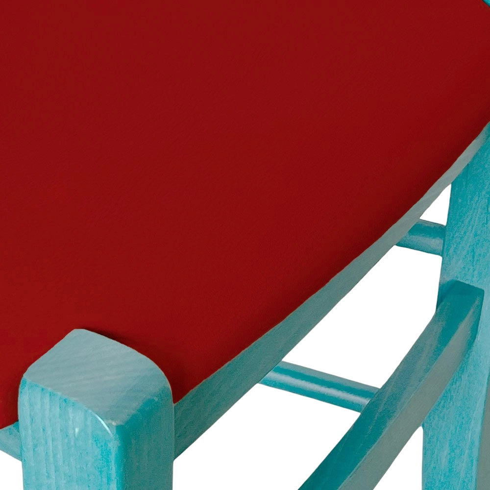 Sedie sala da pranzo Venezia legno turchese con seduta in similpelle rosso