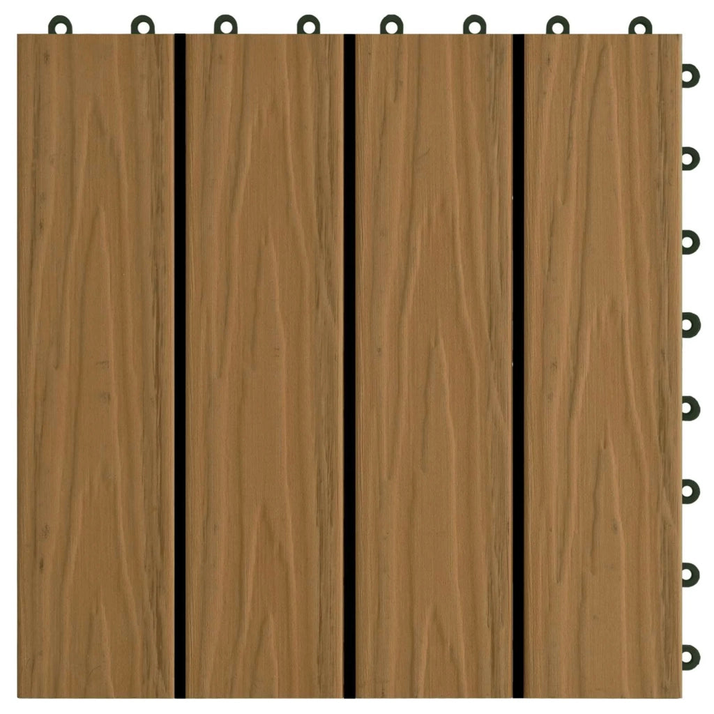 Piastrella per Decking 11 pz Teak riciclato 30 x 30 cm WPC CFW2574574