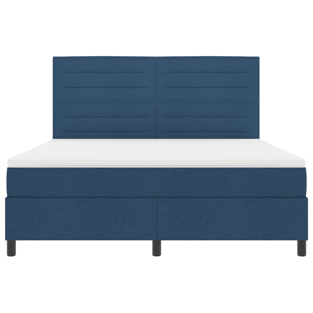 Letto Box Spring con Materasso Blu Super King Tessuto