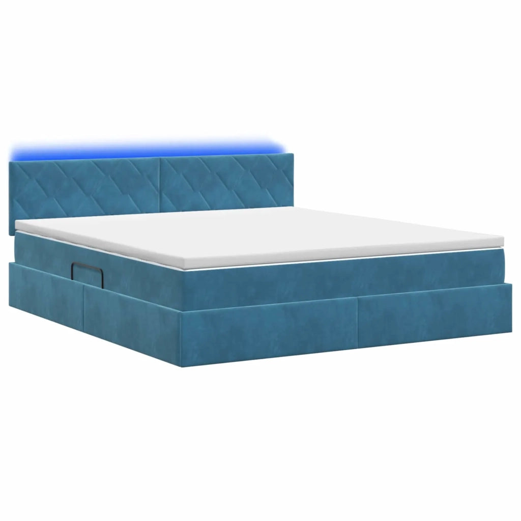 Letto con contenitore LED e materasso Blu Scuro 160 x 200 cm 3459322