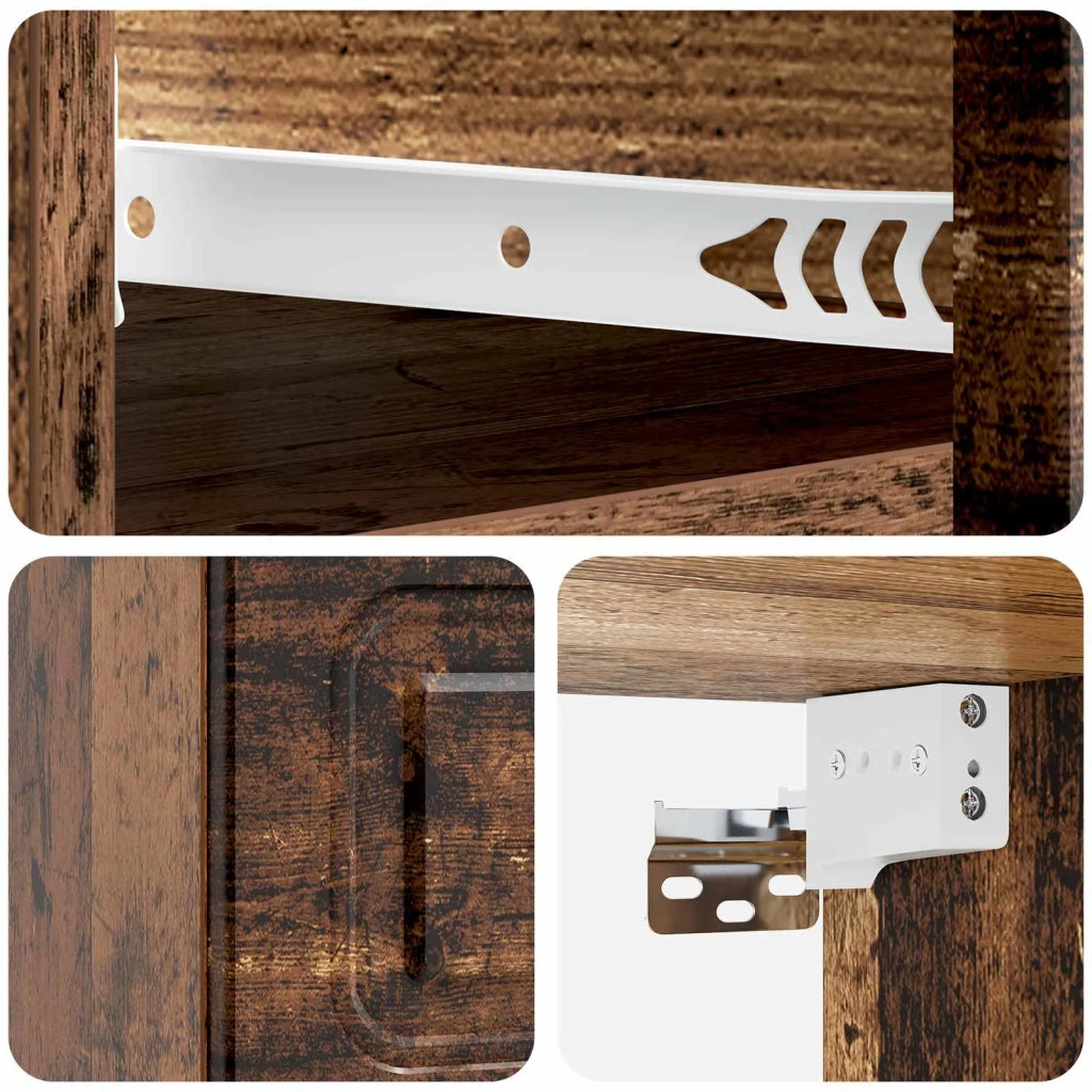Mobiletto da notte a muro 2 pcs Legno antico 34,5 x 33 x 20 cm 899292