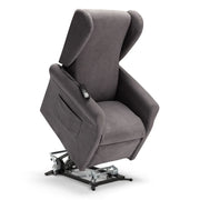 Poltrona relax elettrica PISA MADE IN ITALY per anziani e disabili, 2 motori, 4 ruote, reclinazione e alzapersona, Tessuto Antimacchia, colore Grigio