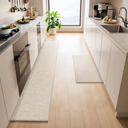 Set di tappeti da cucina resistenti all'usura, 2 pezzi, 43x75cm + 43x200cm, tappeti da cucina con superficie antiscivolo, tappeti da bagno e da ingresso in tessuto beige