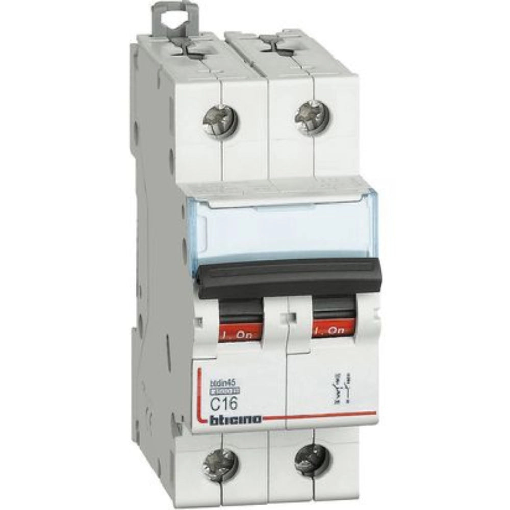 Bticino interruttore magnetotermico 1 polo + neutro curva c 2 moduli 4,5 ka *** ampere 16 ampere, confezione 1