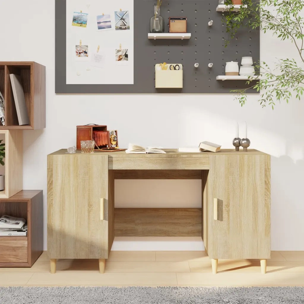 Scrivania | Tavolo da Ufficio Rovere Sonoma 140x50x75 cm in Legno Multistrato
