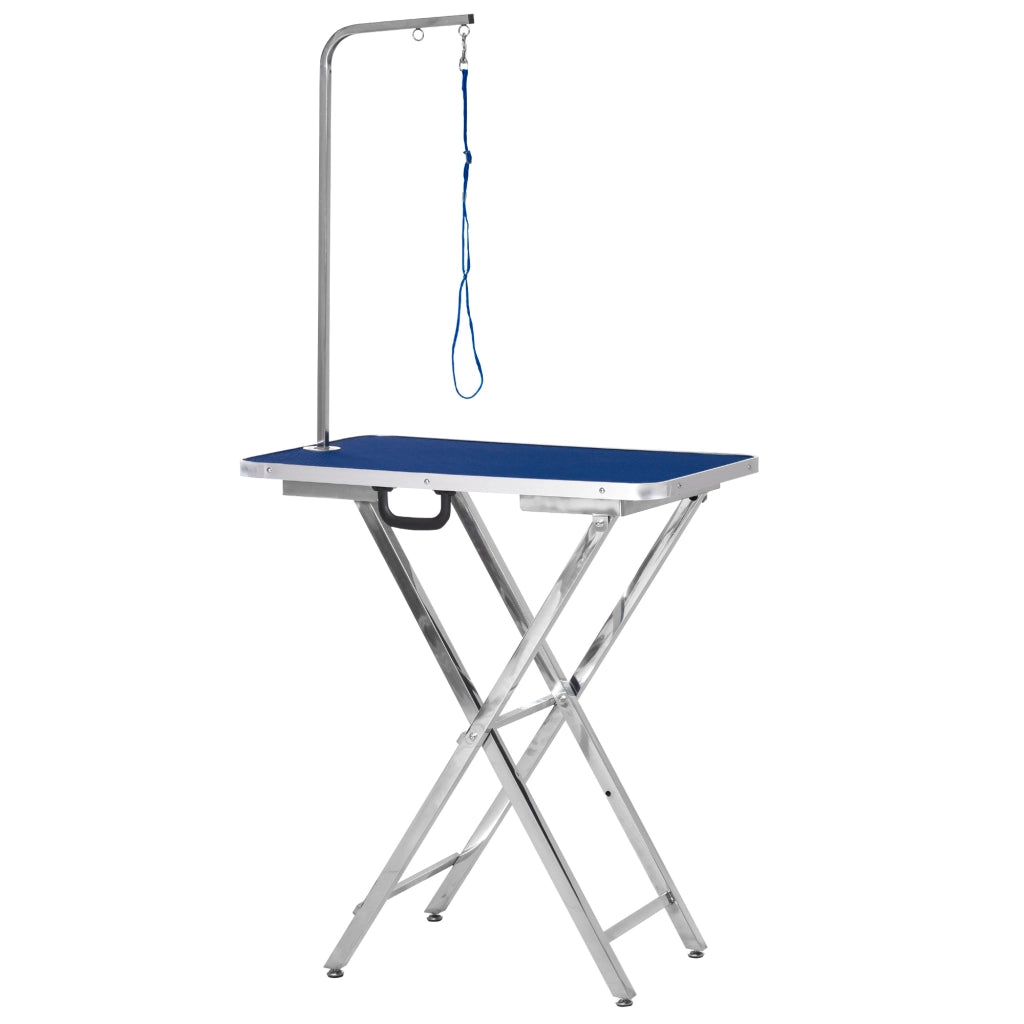Tavolo Toelettatura Animali ¨C Xylo ¨C Piano Antiscivolo Gambe Pieghevoli 72x45x74-81cm Blu